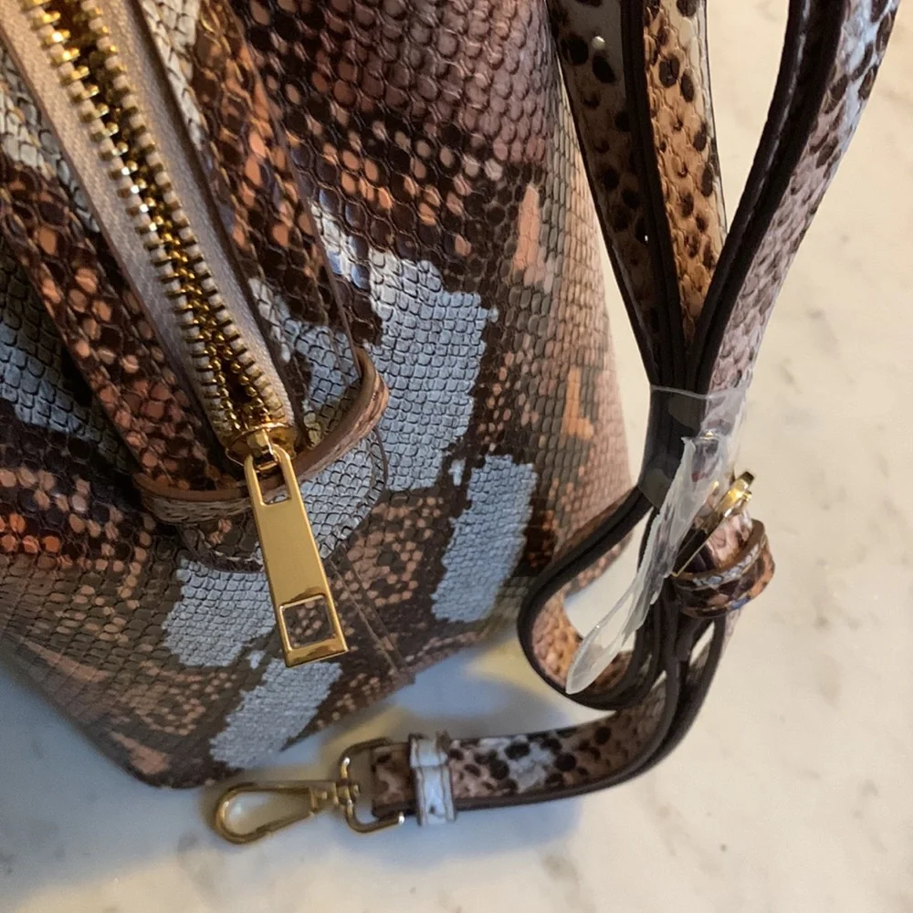 A New Day Snakeskin Print Triple Compartment Satchel Handbag